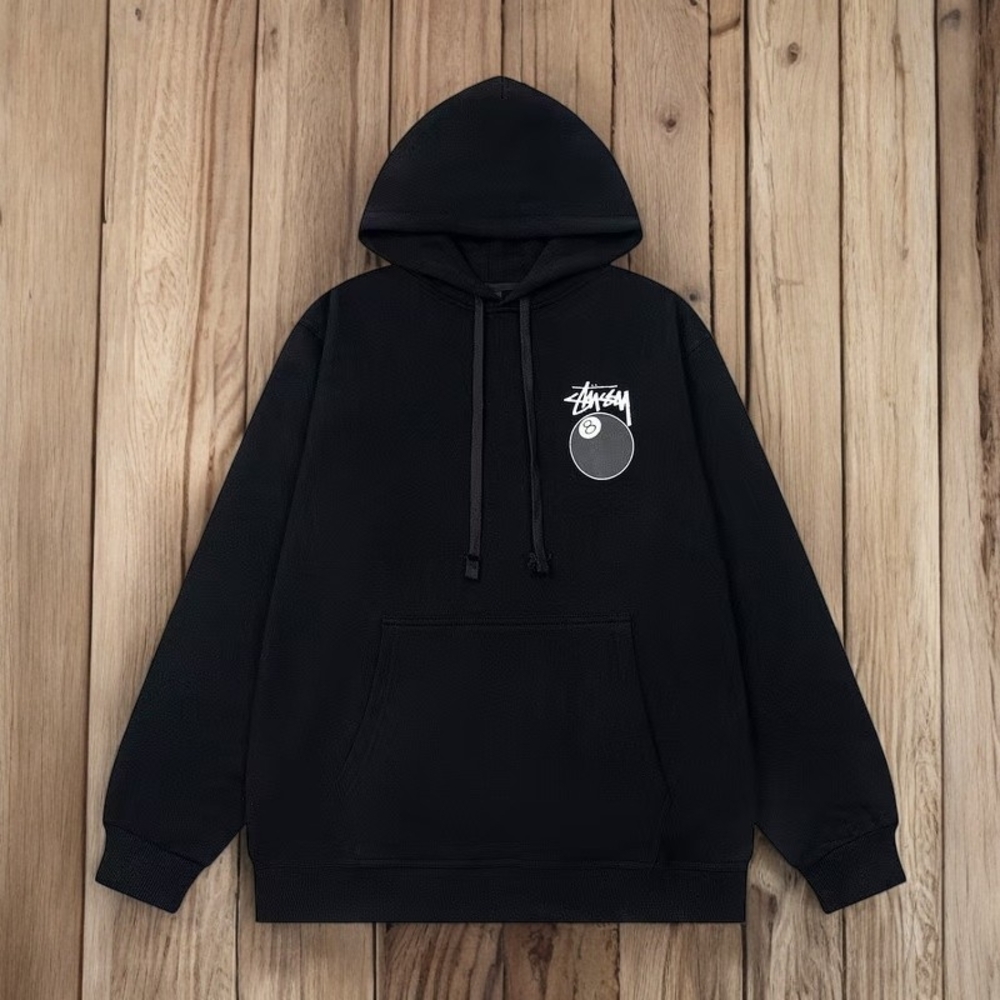 Stussy Black Hoodie with White Logo - Picture 3 of 14